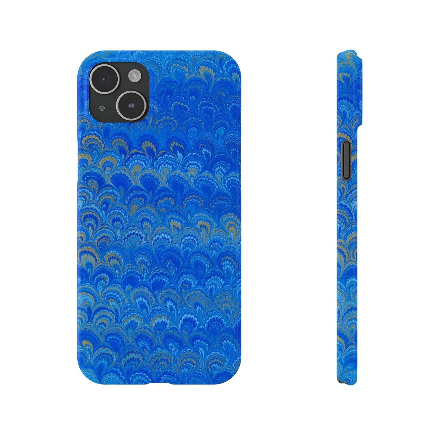 Blue Marbled Design, Italy Feather Phone Case, Multi-Color, Slim Phone Cases, Case-Mate IPHONE16 and all sizes