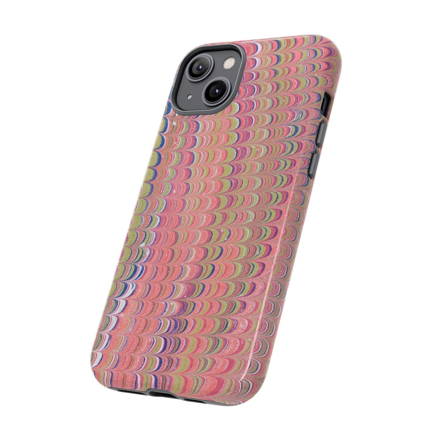 Pink Pastels Feather Marbled Vintage Design iPhone 16 + Samsung + Apple + Google - 2 finishes