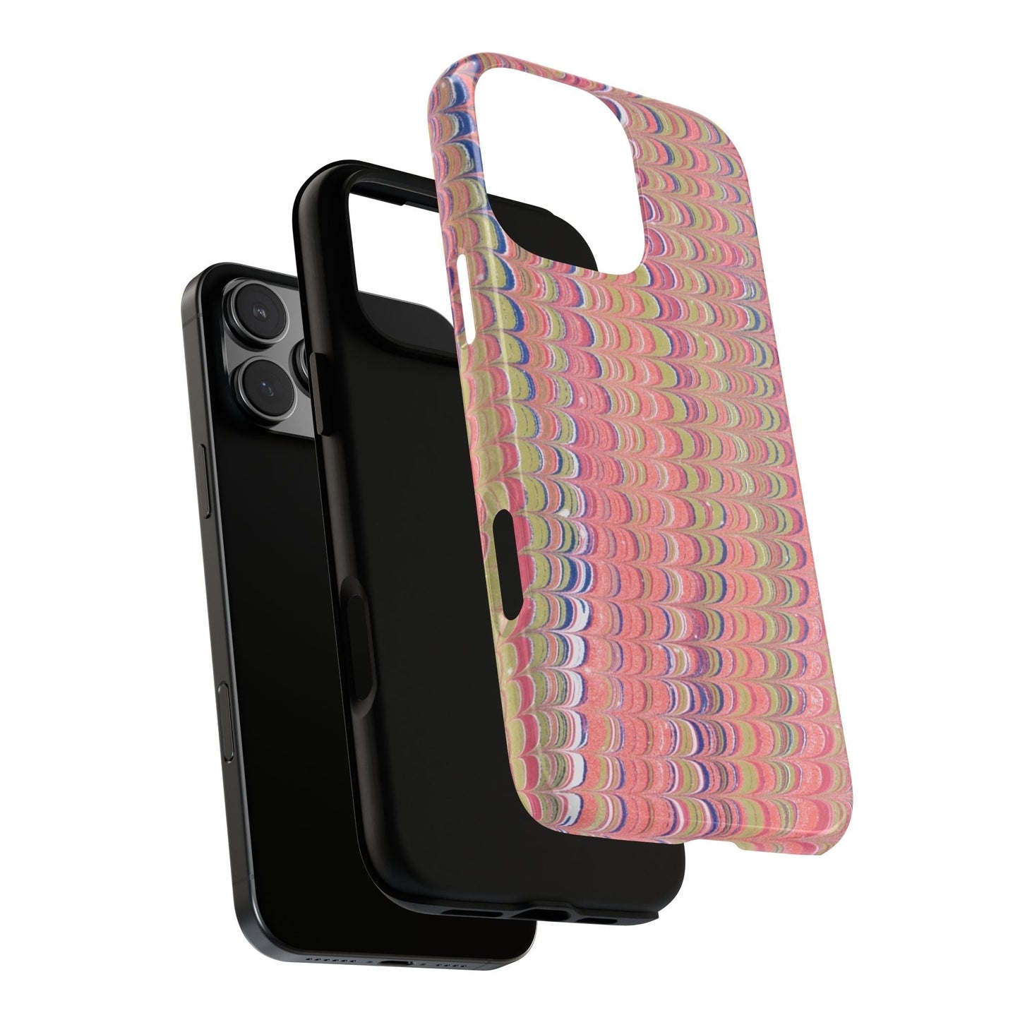 Pink Pastels Feather Marbled Vintage Design iPhone 16 + Samsung + Apple + Google - 2 finishes