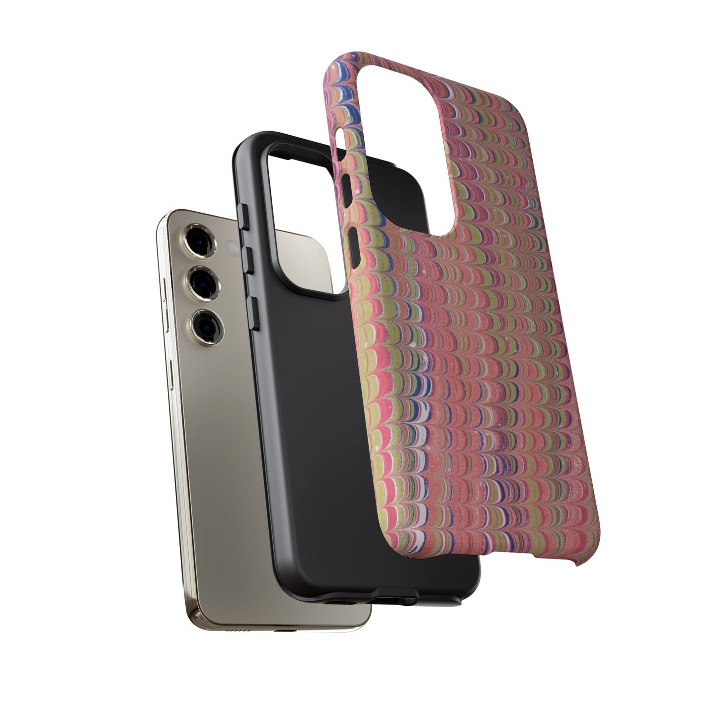 Pink Pastels Feather Marbled Vintage Design iPhone 16 + Samsung + Apple + Google - 2 finishes