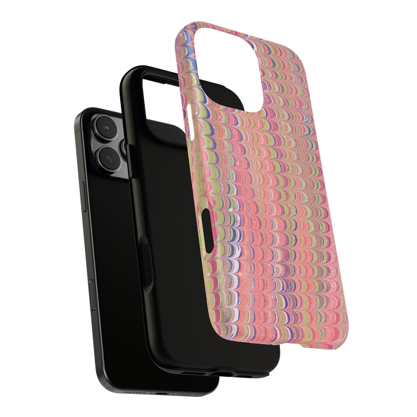 Pink Pastels Feather Marbled Vintage Design iPhone 16 + Samsung + Apple + Google - 2 finishes