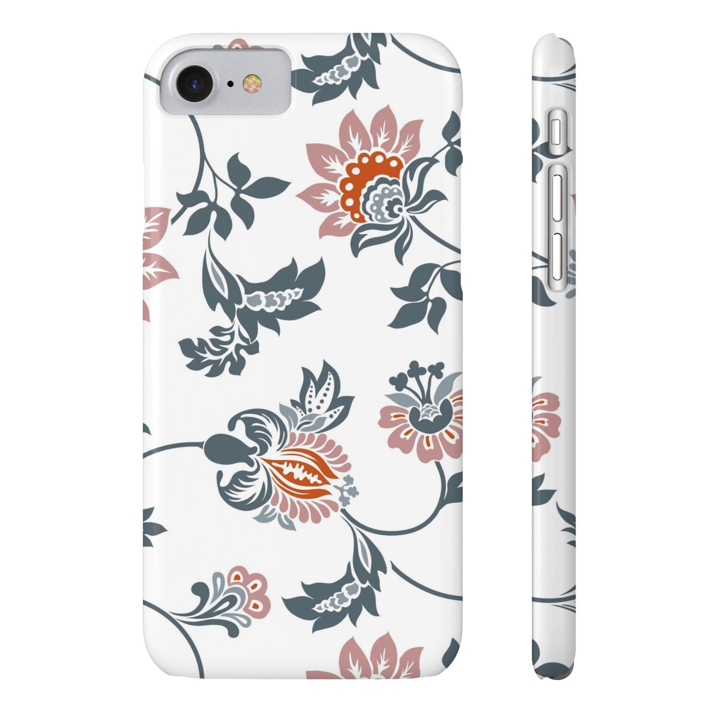 Pink and Green Flower Pattern, Floral Slim Phone Cases, Case-Mate IPHONE16 and all sizes