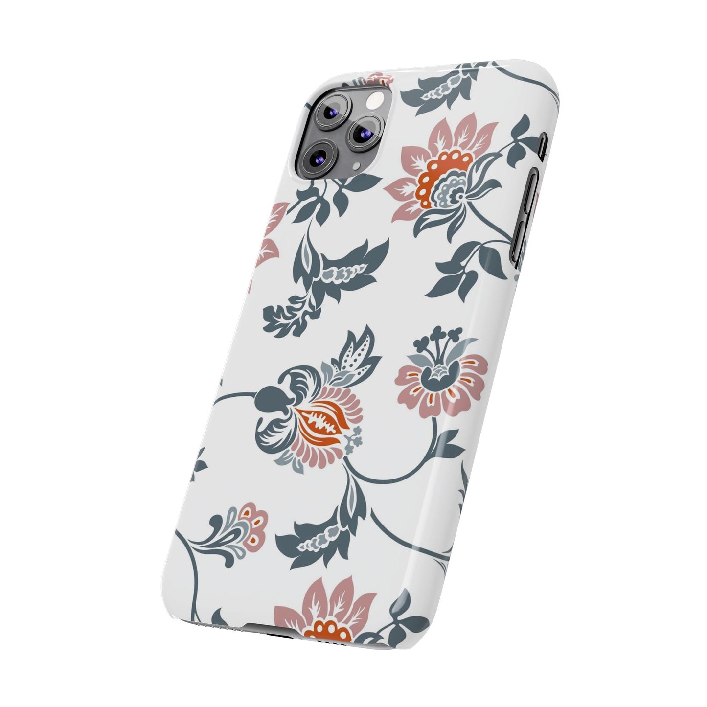 Pink and Green Flower Pattern, Floral Slim Phone Cases, Case-Mate IPHONE16 and all sizes