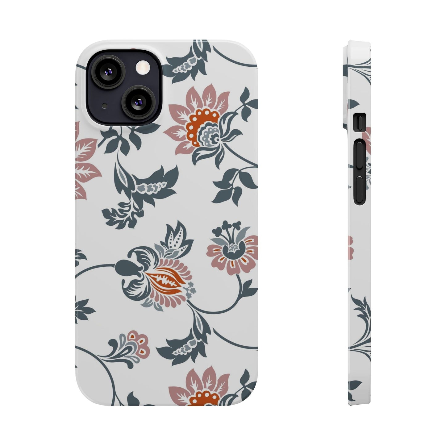 Pink and Green Flower Pattern, Floral Slim Phone Cases, Case-Mate IPHONE16 and all sizes