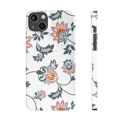 Pink and Green Flower Pattern, Floral Slim Phone Cases, Case-Mate IPHONE16 and all sizes