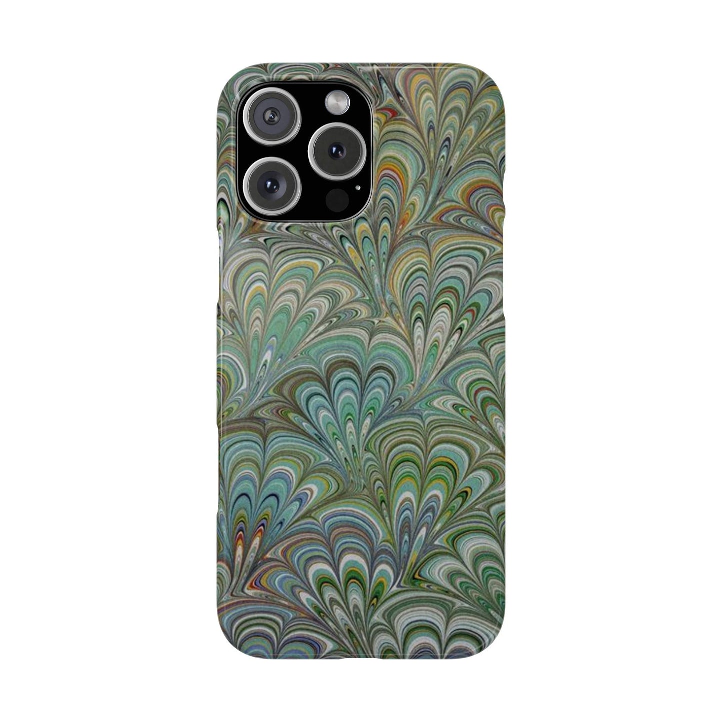 Deep Green Peacock Italian Marbled Design, Italy Feather Phone Case, Multi-Color, Slim Phone Cases, Case-Mate IPHONE16 and all sizes