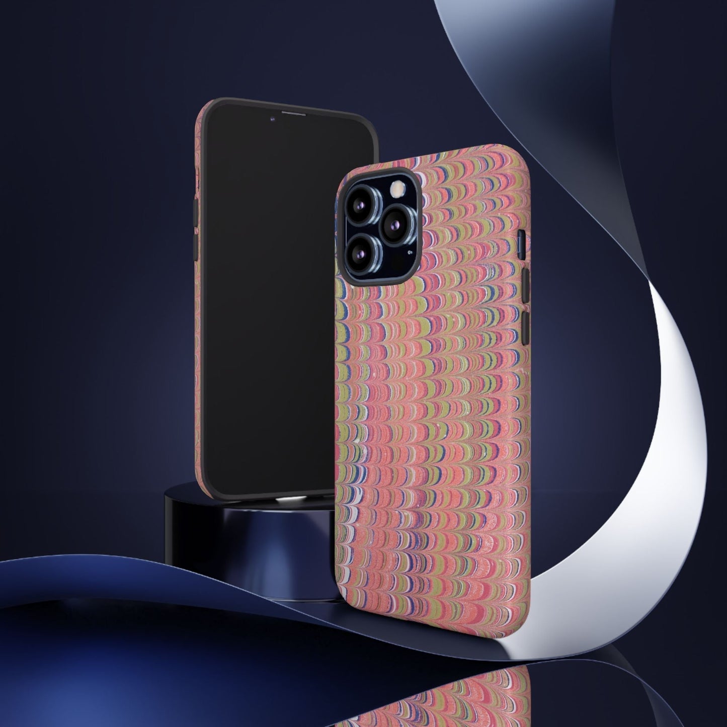Pink Pastels Feather Marbled Vintage Design iPhone 16 + Samsung + Apple + Google - 2 finishes