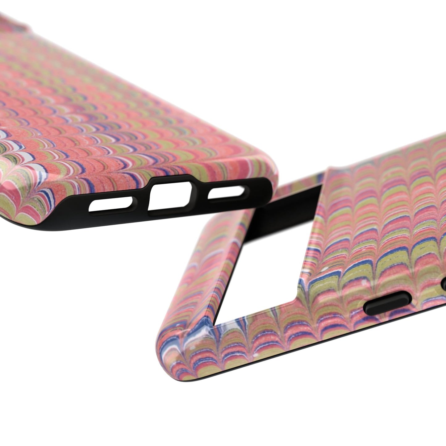 Pink Pastels Feather Marbled Vintage Design iPhone 16 + Samsung + Apple + Google - 2 finishes